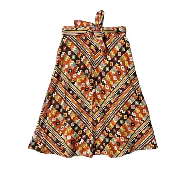 70s Vintage Southwest Aztec Pattern Wrap Skirt Mini Boho Cotton Union Made. - Picture 2 of 7